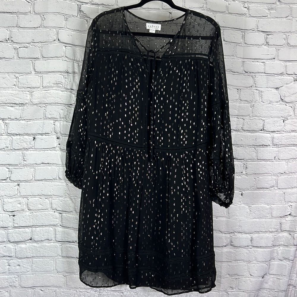 Velvet by Graham & Spencer dress tunic silver black size large